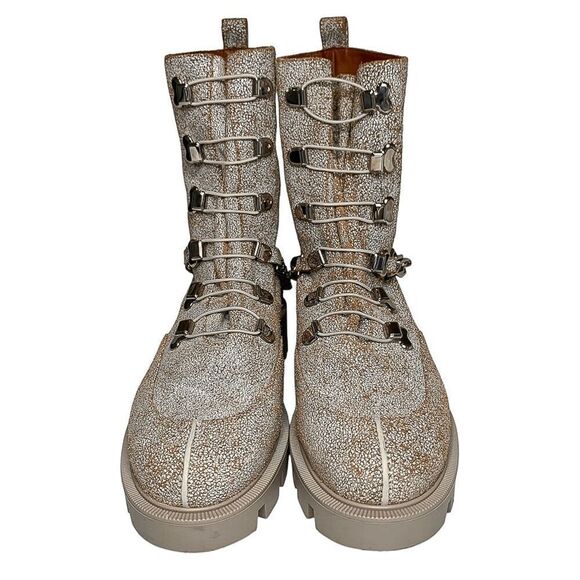 Christian Louboutin Horse Guarda Chain Strap Combat Boot Speckled EU 36.5 US 6.5 - Picture 2 of 10